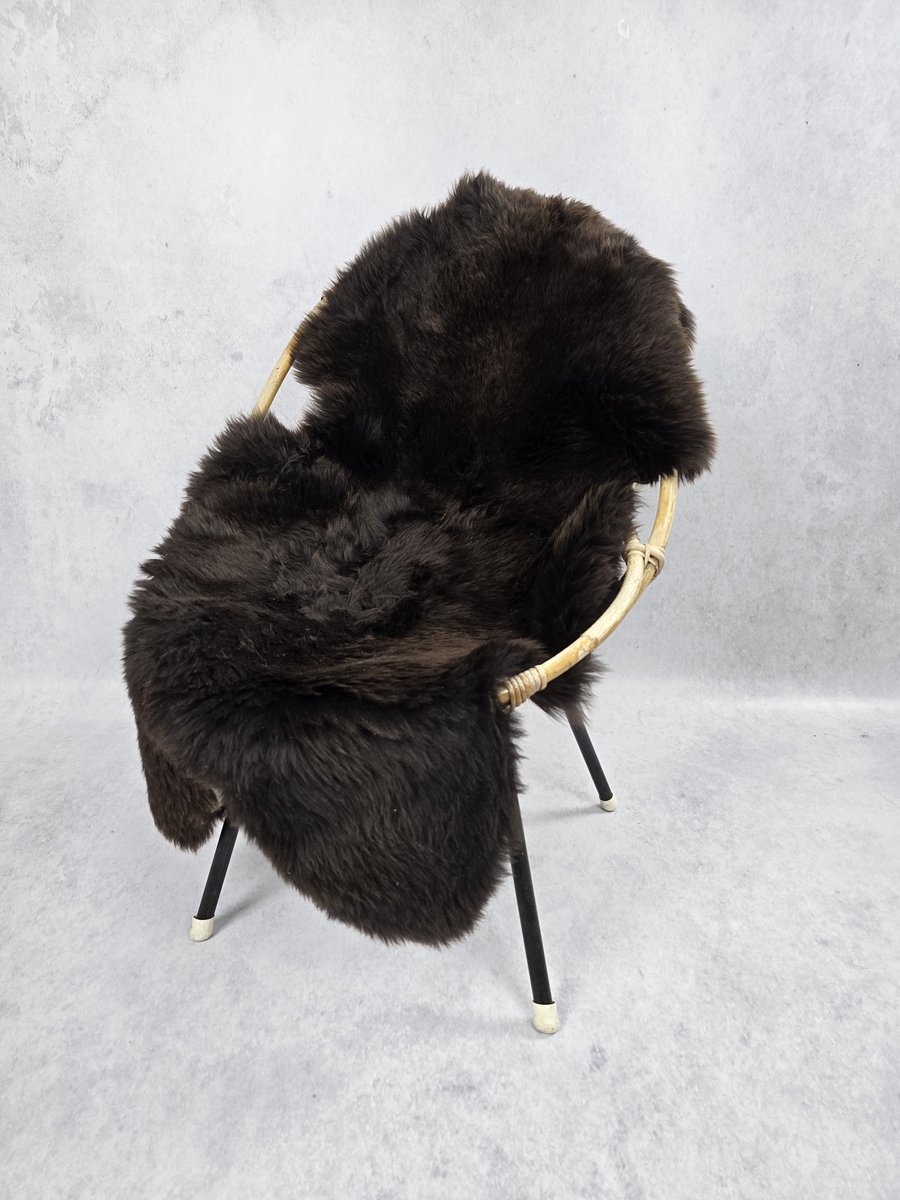 Schapenvacht Texels- Exclusieve collectie - Woondecoratie – Zwart Bruin - 100% echt natuurlijke wollen vacht – 100x75 cm