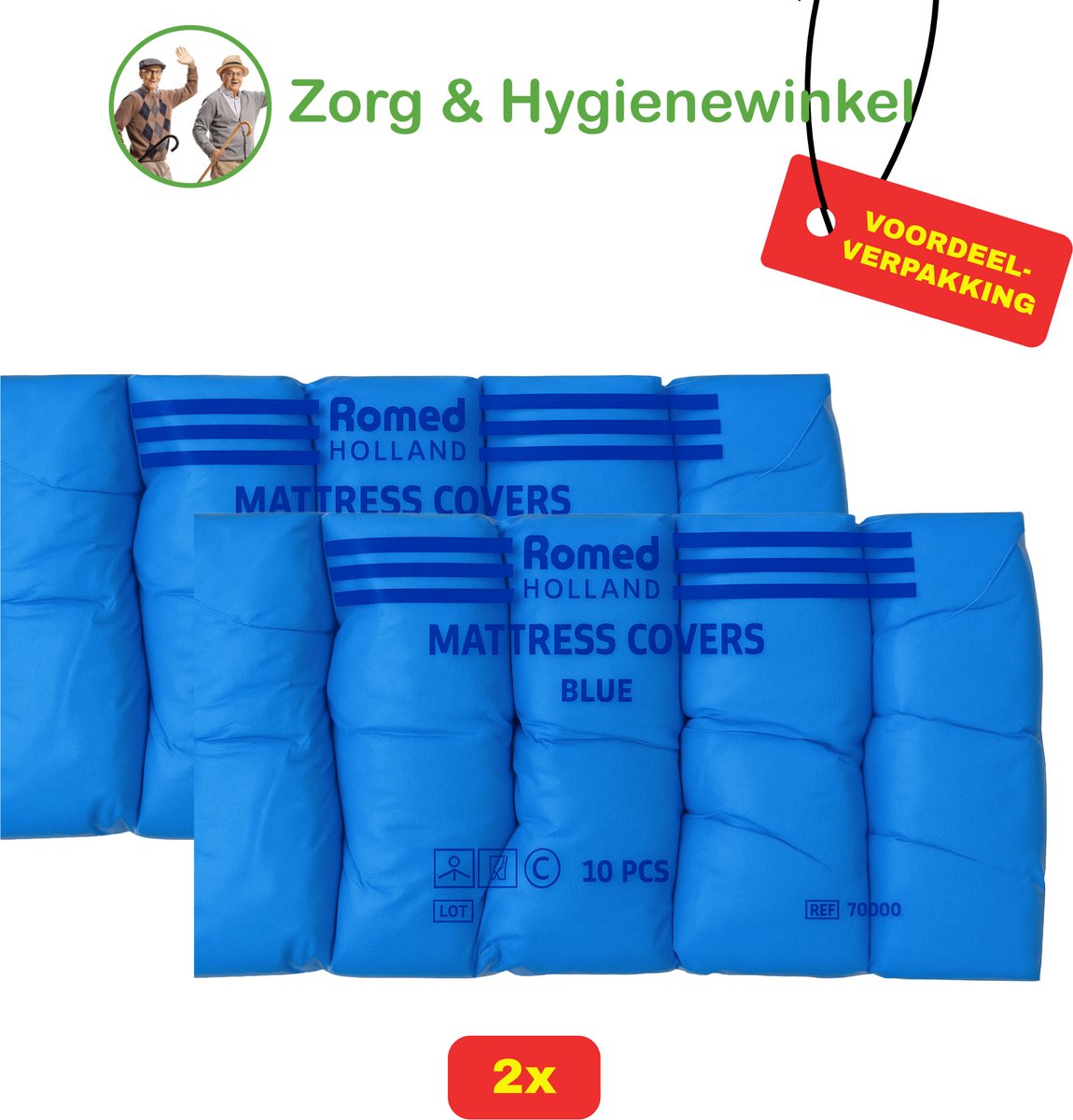 Romed Matrashoezen – Waterdicht – Blauw – 210 x 90 cm - 2 x 10 stuks - Voordeelverpakking!