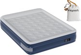 LifeGoods Luchtbed - 2 Persoons - Luchtmatras met Elektrische Pomp - Opblaasbed - Incl. Draagtas - Blauw/Wit