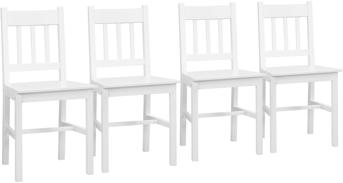HOMCOM eetkamerstoel - van grenenhout - 46,5L x 41B x 85,5H cm - wit