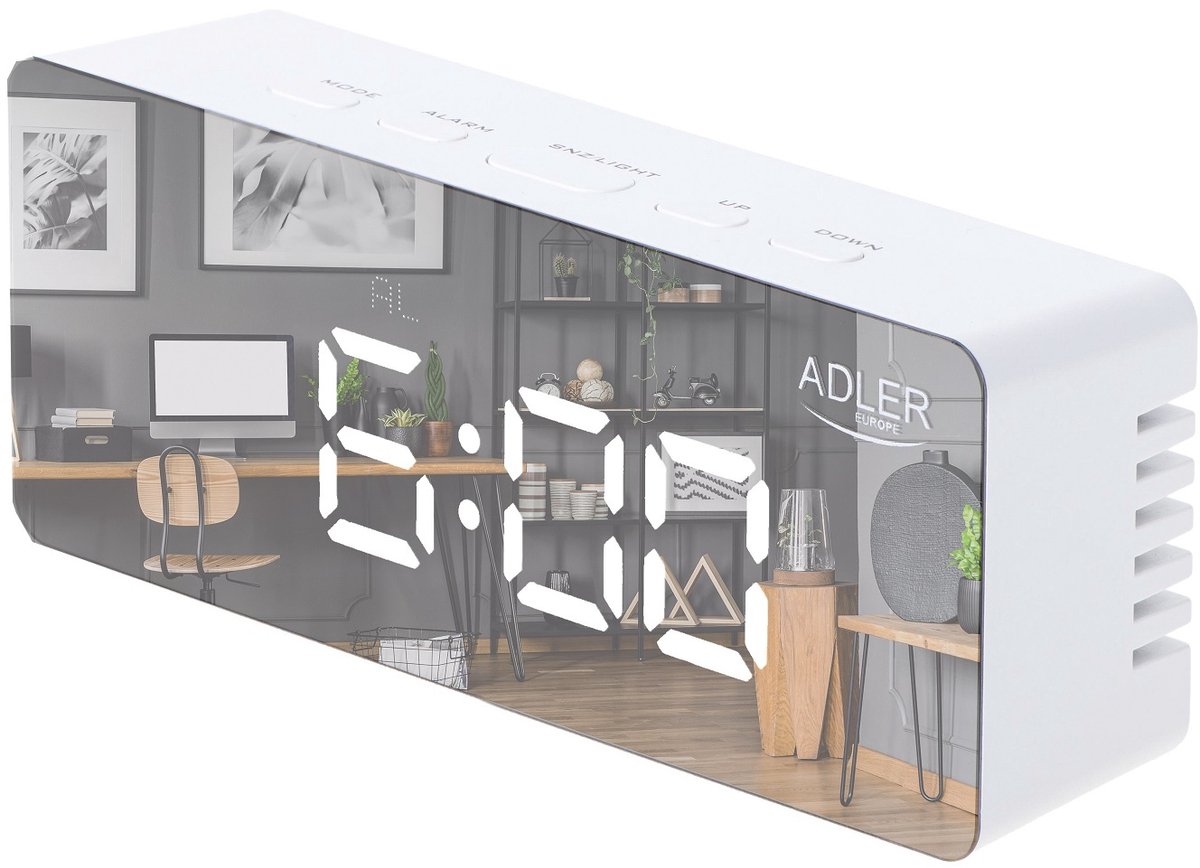 Adler AD 1189 W - Wekker met LED-display en thermometer - Wit