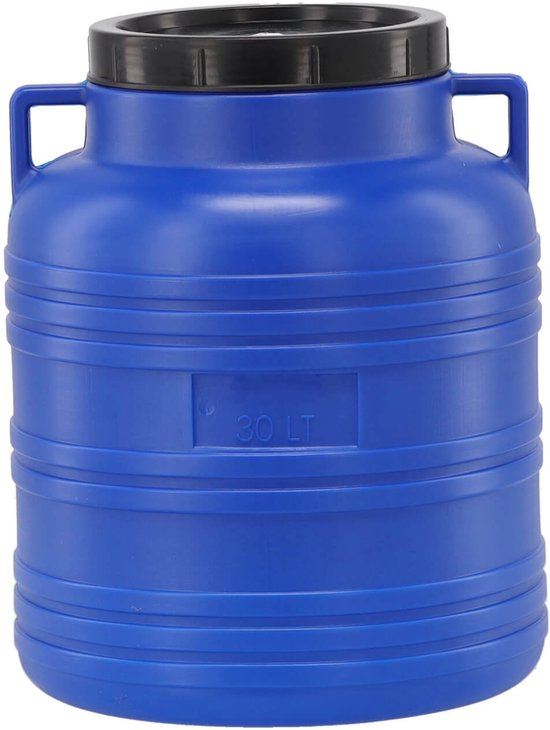 KADAX Plastic vat, brede hals, vat van HDPE-kunststof met deksel, dekselvat, multifunctioneel kunststof vat, universeel vat, watervat (30 l, 1 stuk)
