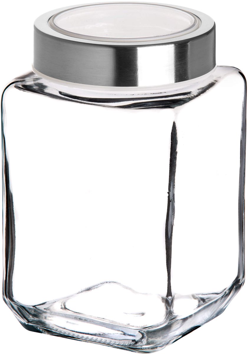 KADAX Voorraadpot, glazen container met deksel van kunststof, voedselcontainer van glas, voorraaddoos voor pasta, spaghetti, specerijen, weckpot, transparant, luchtdicht (1000 ml, wit)