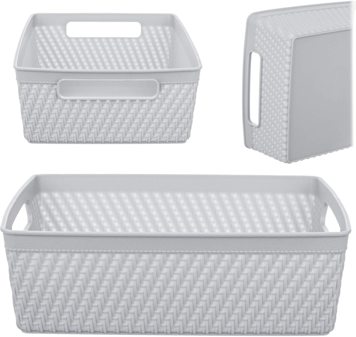 Lioni rechthoekige mand 24 x 17,5 x 7,5 cm lichtgrijs