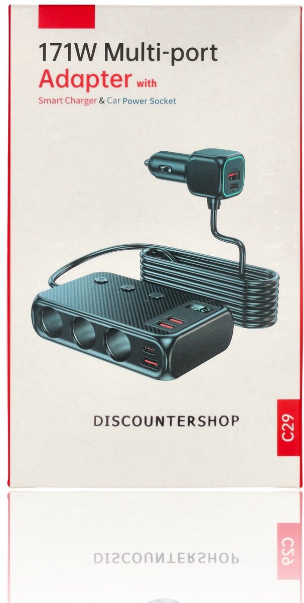 Auto Sigarettenaansteker Splitter - 12V/24V USB Autolader Adapter - Auto Oplader met 9 Aansluitingen - 4 USB + 2 USB-C + 3 Sigarettenaanstekers - 171W Verdeler / Omvormer - Autostekker van Merkloos — afbeelding 5