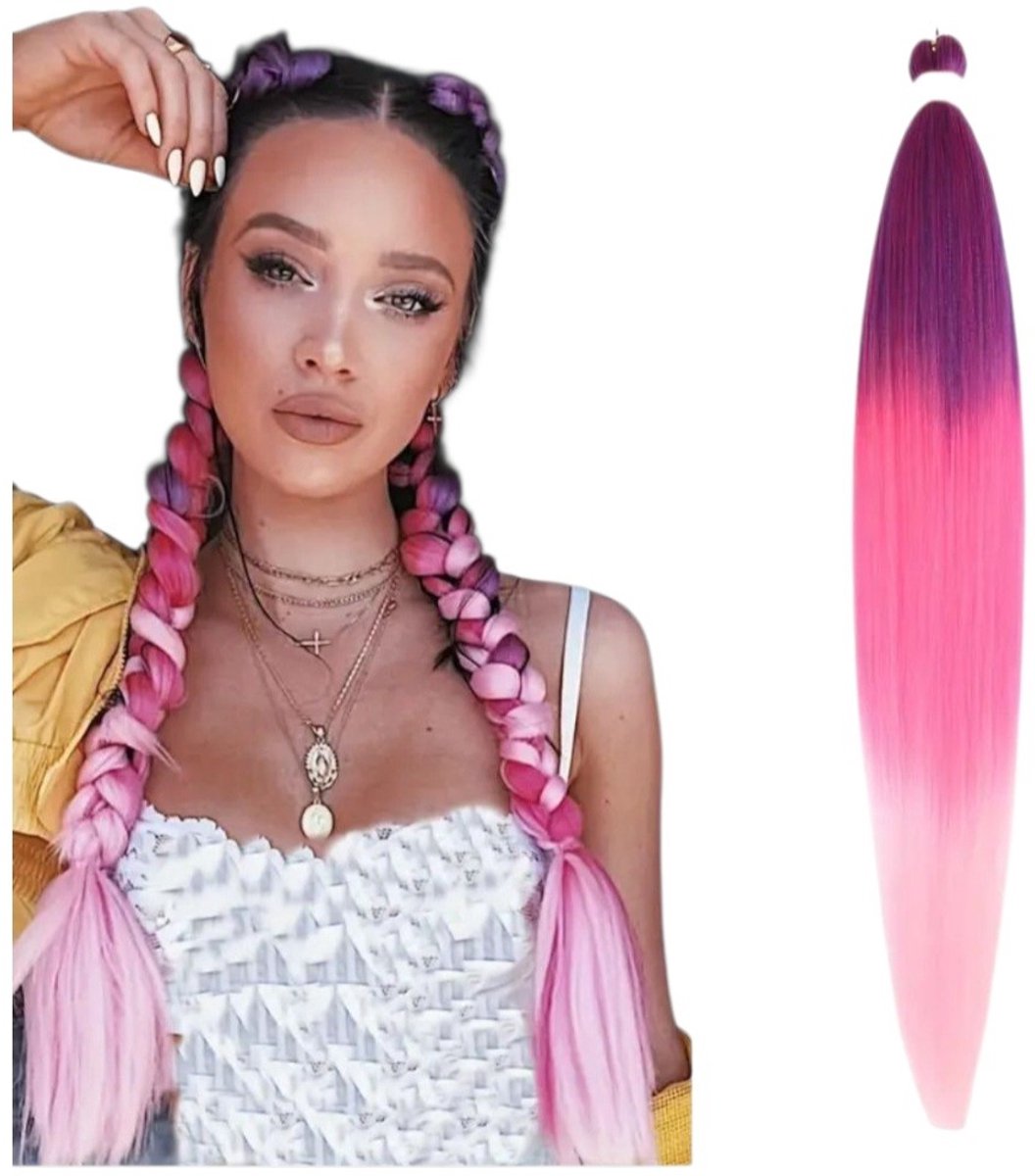 Frazimashop- Vlechthaar mix kleur – 1 Stuk – Haar Extensions 65 cm – Synthetisch Kanekalon – Klitvrij & Hittebestendig – Braids Hair-crochet braids of fantasie-vlechten