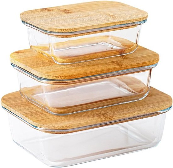 Vtopmart Set van 16 glazen voedselcontainers (8 containers, 8