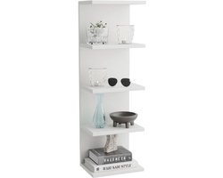 Wandplank - Houten Plank Wandmontage - Hoekrek Display Decor - Hoekplank - Organizer voor Slaapkamer Keuken Badkamer - Wit