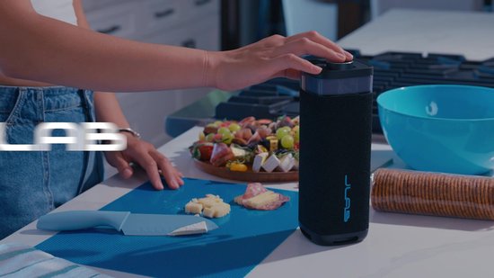 JLab Jbuds Bluetooth Speaker Draadloos - Draagbare Muziekbox - 12 uur Batterijduur - 30 Watt - Bass Boost - IPX6 Waterproof - Multipairing - Instelbare Party Lights - App Equalizer - Blauw