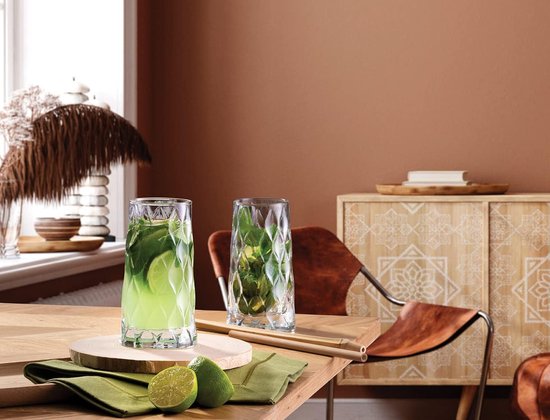 Set de verres à whisky Pasabahce Leafy – 8 pièces – 355 ml – Verre à Glas élégant – Pour Whisky, cocktails, Water et boissons gazeuses