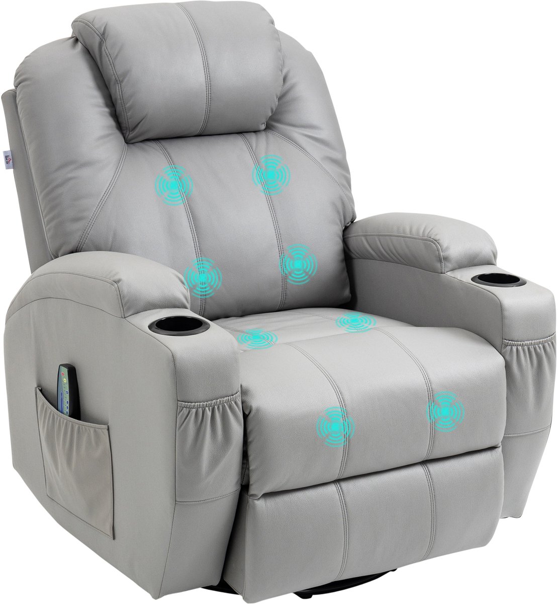 HOMCOM-Massagesessel-Kunstleder, Metall-89L x 99B x 106H cm-Grau