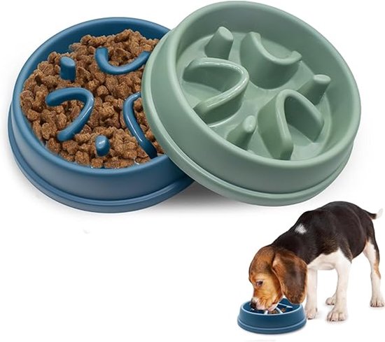 2 stuks anti-schrokbak voor honden, anti-schrokbak hond, voerbak hond anti-schrokbak kat anti-schrokbak honden kleine langzame voederbak hond kom voedselbak hond hondenbak voor katten en kleine honden