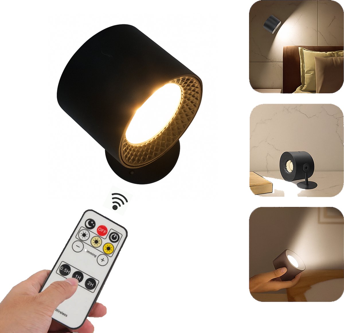 Lueas®- Draadloze Wandlamp - Afstandsbediening - Oplaadbaar USB-C - Warm & Wit Licht