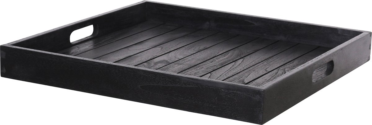 Dienblad XXL van teak - zwarte kleur - 60 x 60 cm !