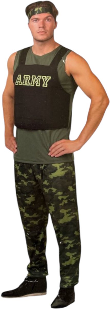 Sexy Soldaten Pak – Legergroene Broek, Top & Haarband – Maat XL