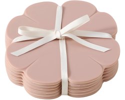 Siliconen onderzetters voor glazen, 6 stuks, roze - design onderzetters voor drankjes in klavervorm, hittebestendig, antislip, decoratieve bekers en flessenonderzetters (roze)