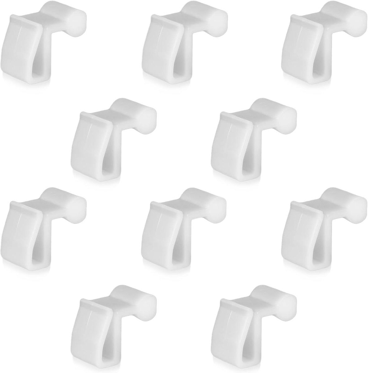 Allecto Plus - Lichtslingerhaken voor Caravan en Camper - 10 stuks - Wit - Hangende Lichthaken met Clips - Lichtslinger Hanger voor Keder Rail - Outdoor Auto Accessoires