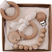 Set Cadeau Bébé - Coffret 3 pièces - Cadeau Maternité - Baby Shower - Gender Reveal - Cadeau Bébé Mixte - Visite Maternité - Garçon - Fille - Coffret Cadeau - Baby Shower - Anneau de Dentition - Attache Tétine - Doudou