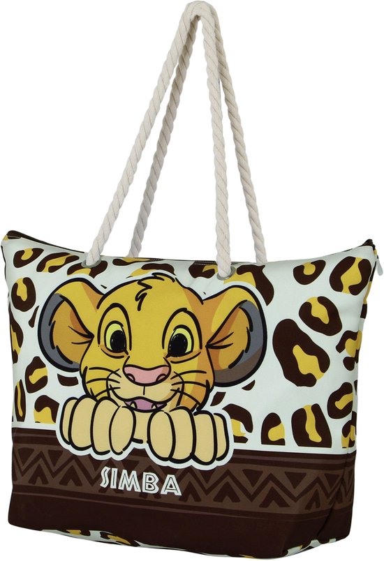 Karactermania - Disney - Le King Lion - Sac de plage zippé Léopard-Soleil - Cabas - Jaune
