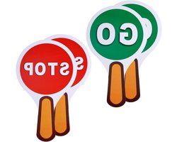 Allecto Plus - Waterdichte Verkeersborden Stop en Go met Handvat voor Kinderen - Rood Groen - Verkeersveiligheid Onderwijzen - Oversteekplaatsen - Dubbelzijdig - Stopbord Rood Licht Groen Licht - Set van 4