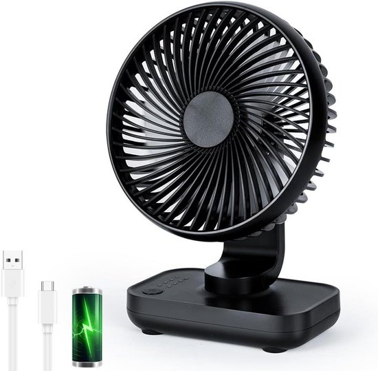 Koonie 10000 mAh clip-on ventilator, draagbare USB-bureauventilator, 4 snelheden, sterke luchtstroom, 8 inch stille ventilatoren, 360 ° draaibaar, stevige klem voor kantoor, bureau, golfauto, buiten