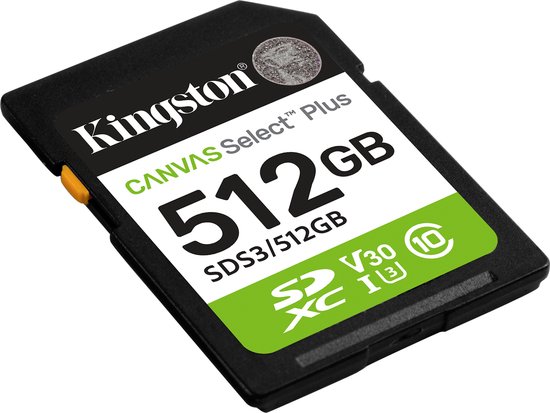 Kingston Technology 512GB SDXC Canvas Select Plus Gen3 150MB/s C10 UHS-I U3 V30 van Kingston — afbeelding 4