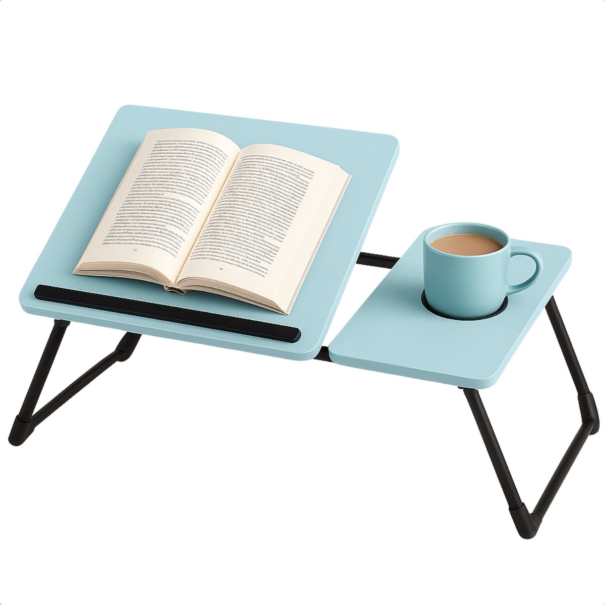 Cheqo® Verstelbare Laptoptafel - Laptopstandaard - Laptop Tafel - Opklapbare Bedtafel MDF - Banktafel Anti-slip - Ontbijttafel - Ontbijt op Bed Tafel - Metaal - Blauw