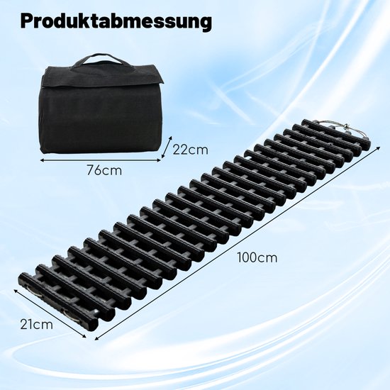 COSTWAY 2 stuks tractiehulp auto, zandplaten offroad, tractiemat voor zand sneeuw ijs modder, offroad tracks tractiematten, tractiehulp met tas voor camper/auto/vrachtwagen (82 x 21 x 2,8 cm