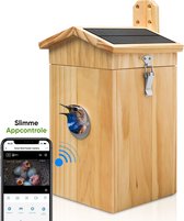 Bol.com EifelBerg® Vogelhuisje met Camera en Geluid - Houten Nestkastje met Zonnepaneel - 1080p HD - AI Vogelherkenning - Vogelv... aanbieding