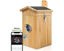 EifelBerg® Vogelhuisje met Camera en Geluid - Houten Nestkastje met Zonnepaneel - 1080p HD - AI Vogelherkenning - Vogelvoederhuisje