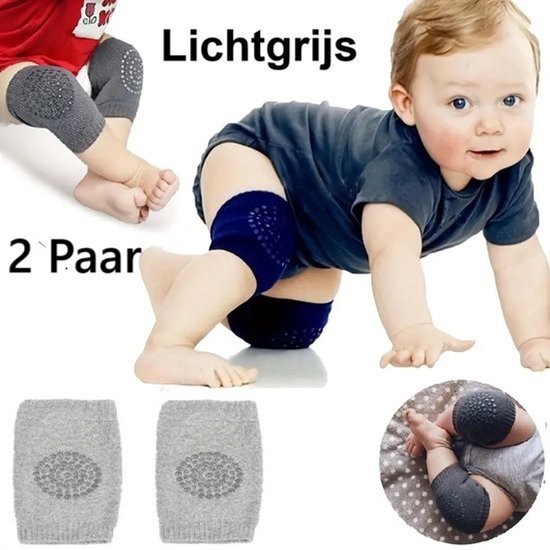 Genouillères élastiques Bébé I Genouillères ou coudières | Avec antidérapant | Taille unique I Pour Bébés et tout-petits I 1 paire I Grijs clair