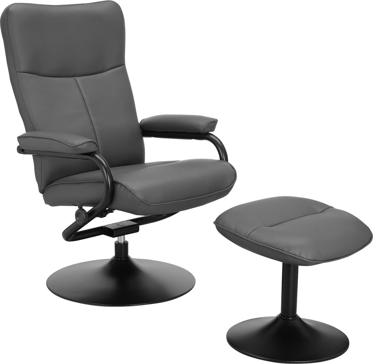 Notio Living Istad-Relaxfauteuil & Kruk - Grijs PU
