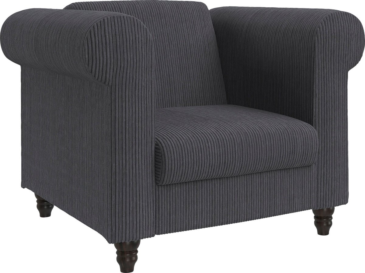 Notio Living Felix II-Chaise longue en tissu anthracite Grijs