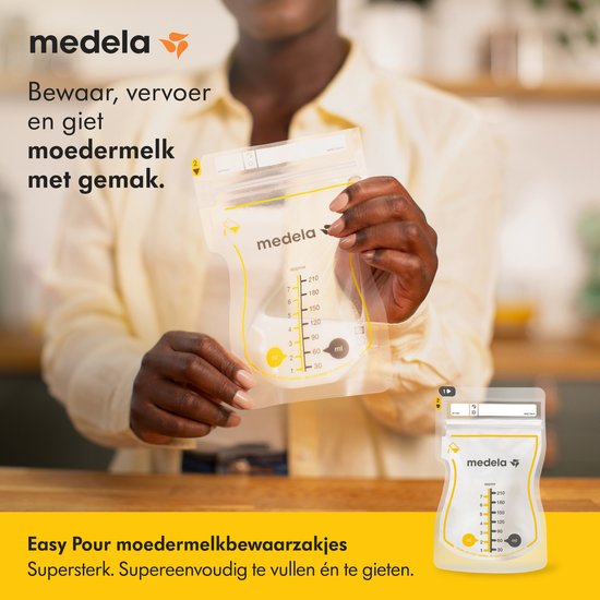 Medela Moedermelk Bewaarzakjes – 50 stuks – Lekvrij – Met Dubbele Sluiting en Schenktuit – BPA‑vrij en recyclebaar