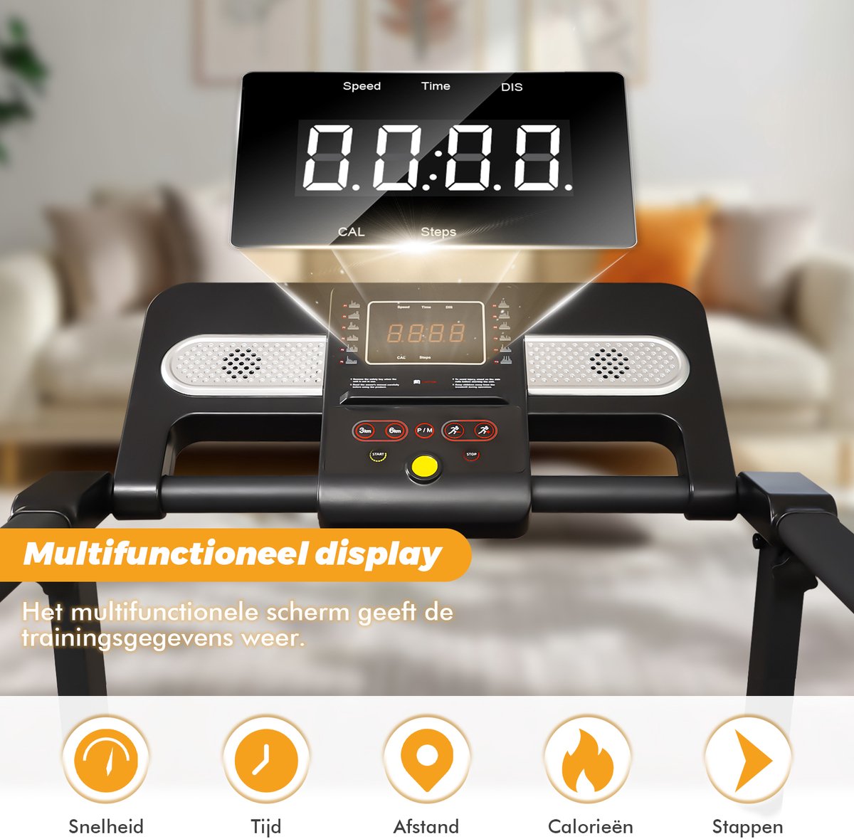 Afbeelding 3 van Y-RAIN Elektrische Loopband, Walking Pad, Wandelband, Inklapbaar loopband, 12 programma's, 3-in-1, 2,5 pk Motor, 1-12km/u, Multifunctioneel display, Bluetooth