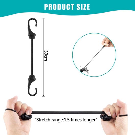 Extra sterk, 4 lengtes, expander-bagagespanner, rubberen touw, spanband, spanbanden met haken, rekbare fietssanriem, bevestigingsriem, lengte (40/60/80/100 cm) elastiek, voor transport, ladingfixatie
