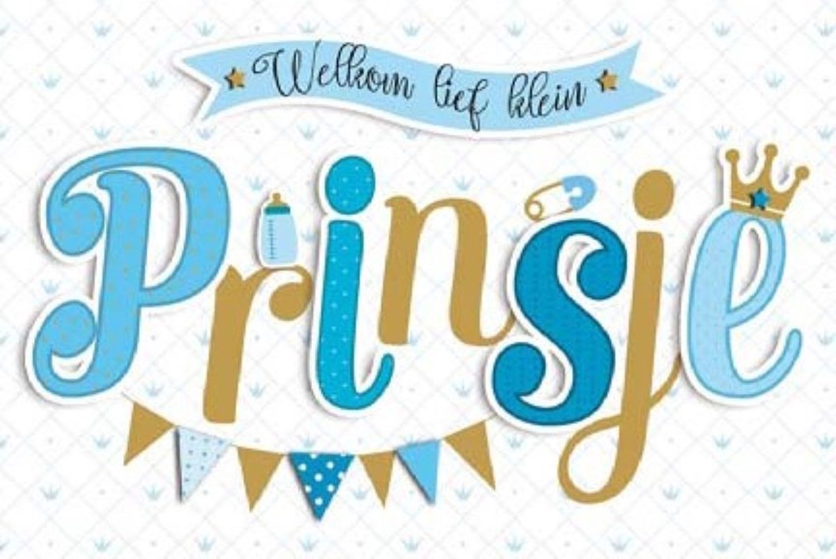 Wenskaart - A4 - XL wenskaart - Geboorte zoon - welkom lief klein prinsje - geboorte jongen - baby - Extra grote kaart
