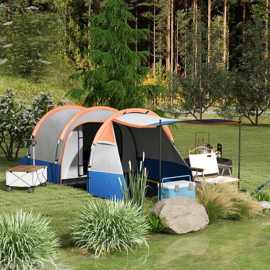 Outsunny-Campingzelt-Polyester, Fiberglas-420L x 200B x 150H cm-Orange van Outsunny — afbeelding 5
