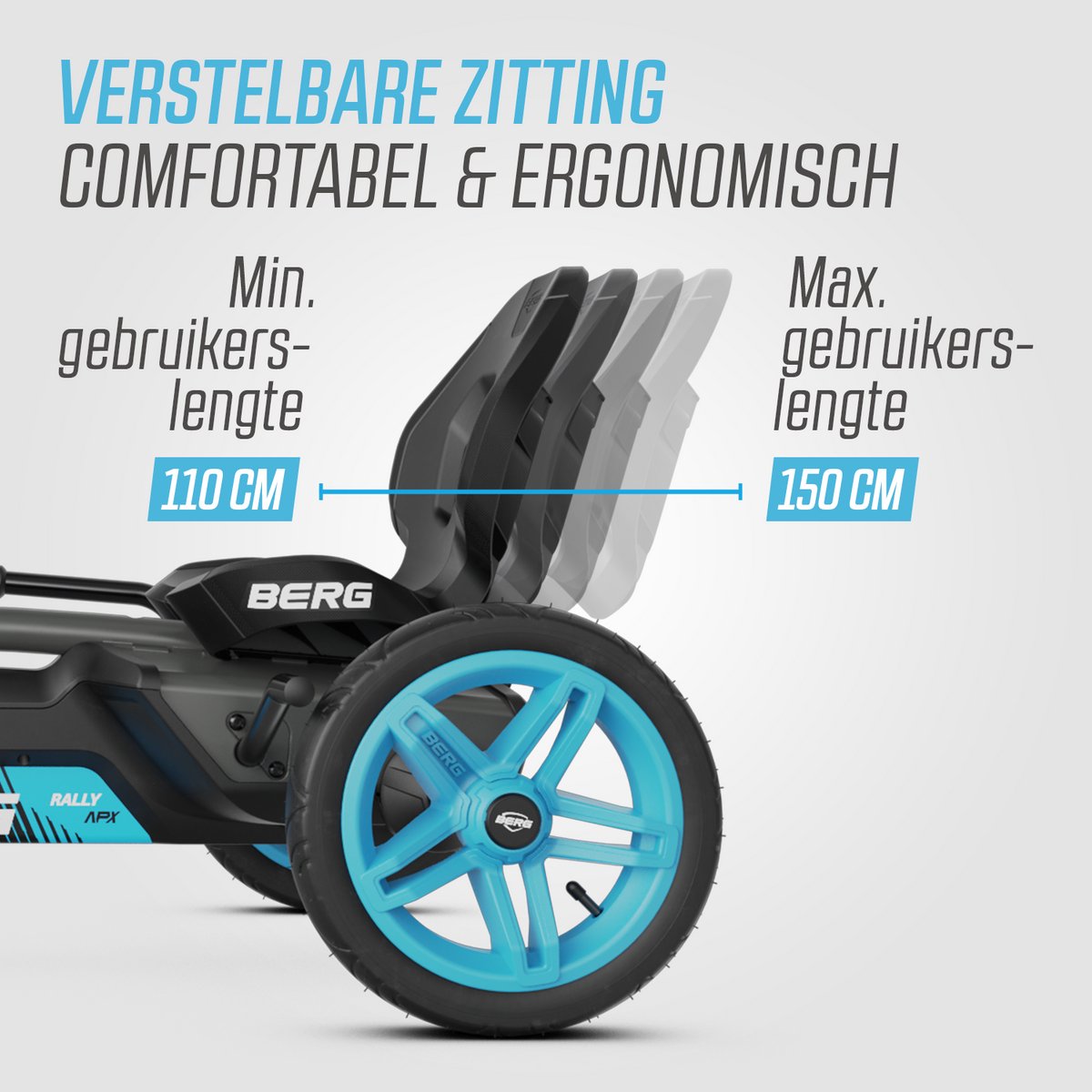 BERG Rally APX Blue Skelter - 4+ Jaar - Verstelbare Stoel - LED verlichting - Soundbox Race - Blauw — afbeelding 9