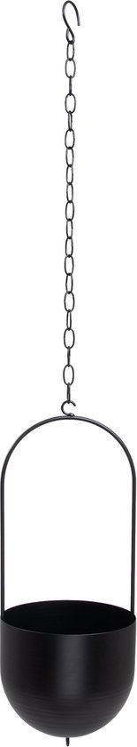 QUVIO Pot de fleurs suspendu - Pot de fleurs d'intérieur - Pots de fleurs - Avec crochet de suspension - Allongé - Métal - Zwart
