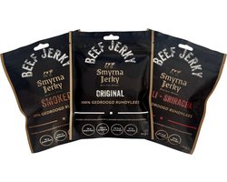 Beef Jerky Mega Mix – 15 x 50g – 3 Smaken – Premium Rundvlees – Hoog in Eiwit