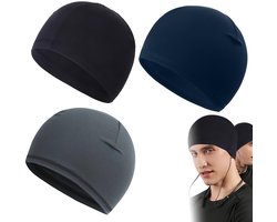 3-delige fietsmutsenset - Fietsbandana - Fietsmuts - Helmmuts - Elastische, ademende, zweetbestendige en snel drogende muts - Geschikt voor motorrijden, fietsen, wandelen, fitness en buitenactiviteiten hoofddeksels - Zwart, grijs, marineblauw
