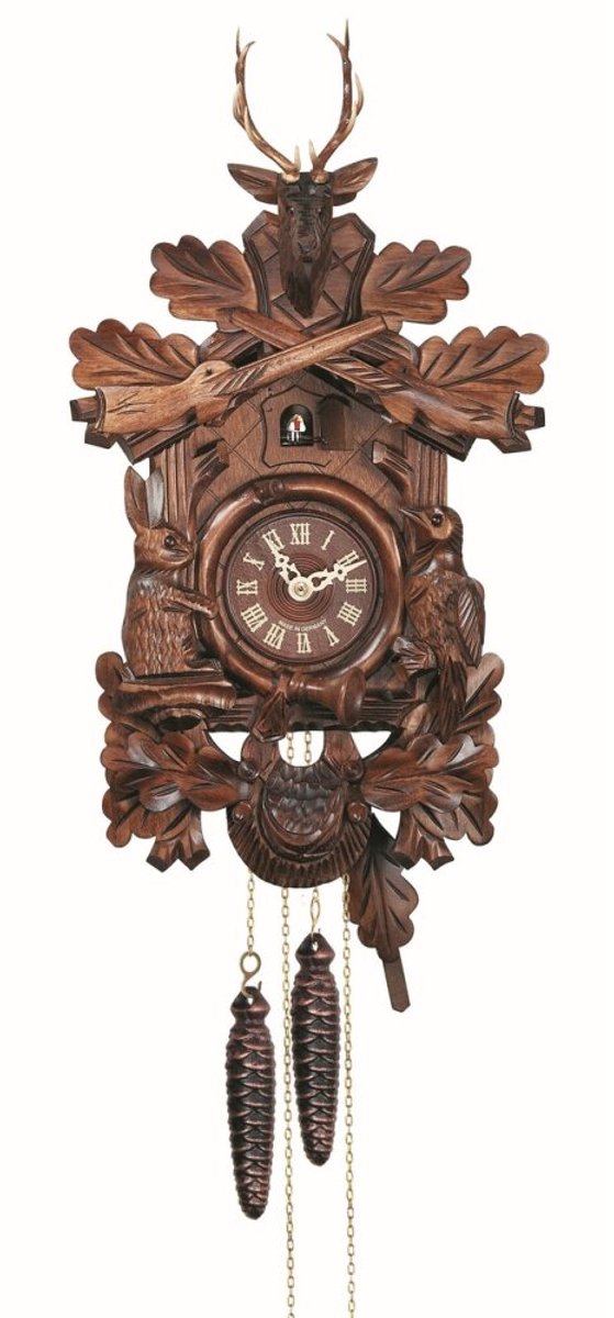 Engstler 733_QM - Koekoeksklok - Kwarts - Notenhout - met muziek - 40 cm Bruin
