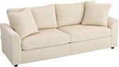HOMCOM 3-zits bank - polyester - 212L x 80B x 88H cm - crèmewit