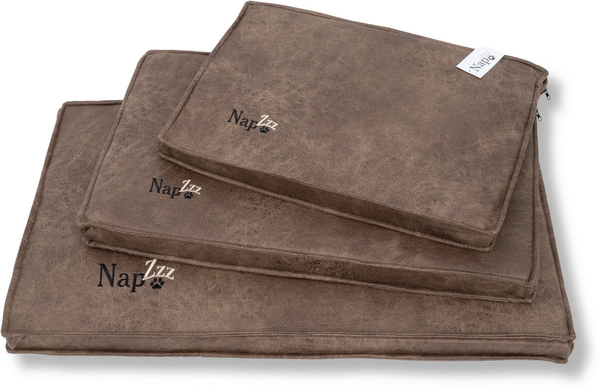 NapZZZ Benchkussen lederlook bruin Maat XXL: 120 x 74 x 5 cm