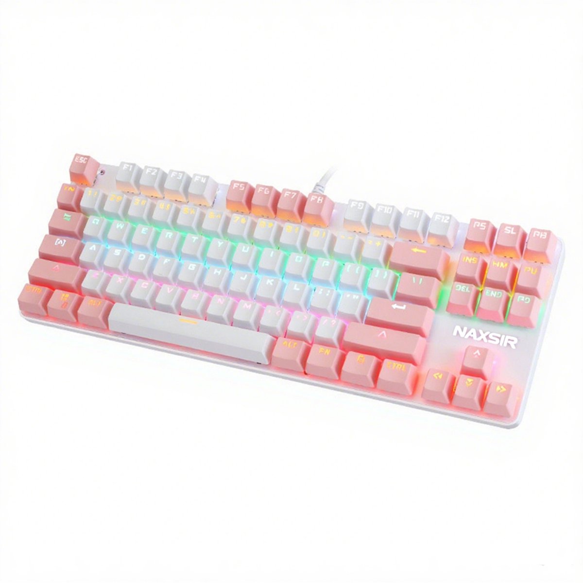 NAXSIR Mechanisch Gaming Toetsenbord - 87 Toetsen Compact - RGB Backlit - Dubbele Kleur Design - Compatibel met PC,Mac