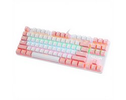 NAXSIR Mechanisch Gaming Toetsenbord – 87 Toetsen Compact – RGB Backlit – Dubbele Kleur Design – Compatibel met PC,Mac