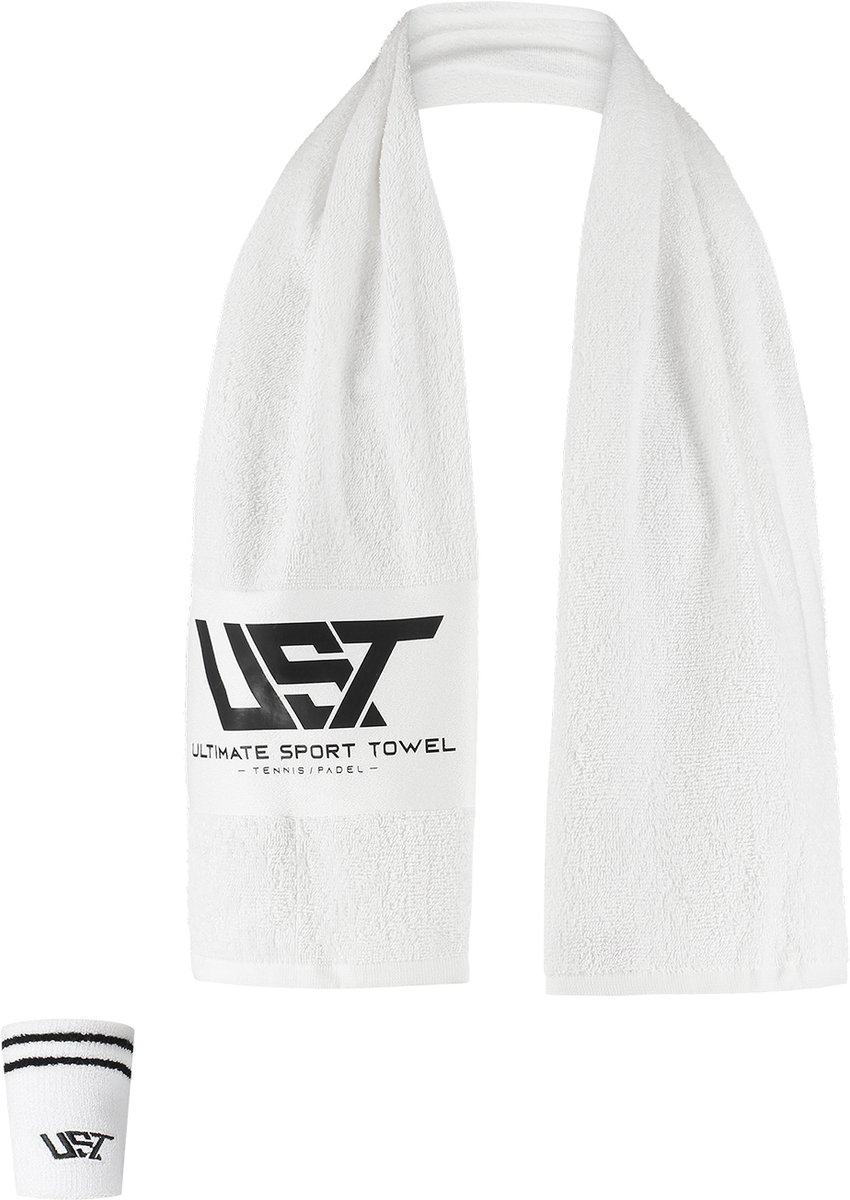 UST Sporthanddoek Tennis & Padel Set – Wit | Polszweetband + Racket Grip & Bidon