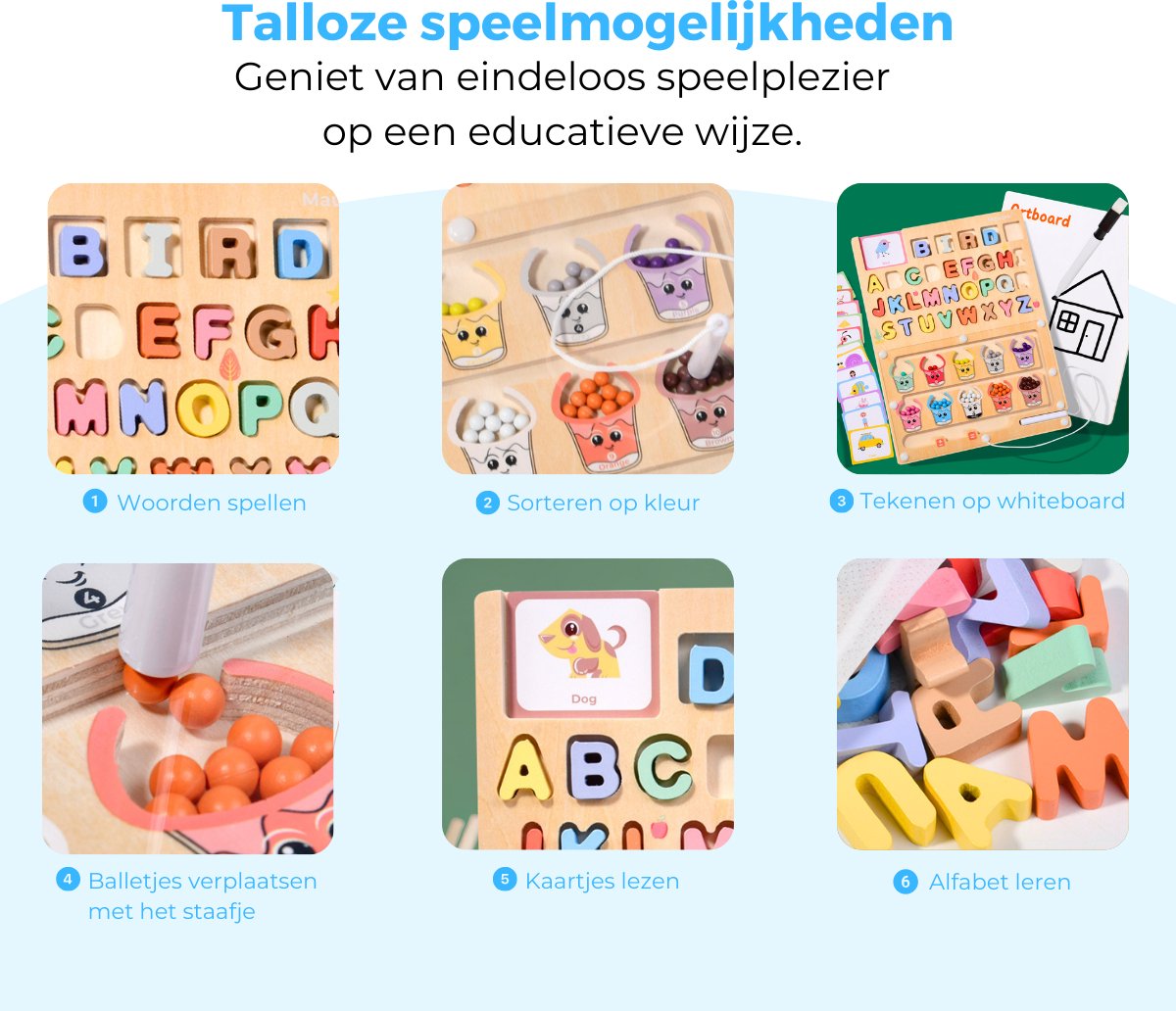 Mauzek® Magnetisch Doolhof Letters en Kleuren – Montessori speelgoed – Houten speelgoed – Sensorisch speelgoed – Alfabet – Activiteitenbord – Motoriek speelgoed – Peuter – Letters – Magneet spel – Jongens – Meisjes – 3 jaar – 4 jaar – 5 jaar – 6 jaar — afbeelding 3