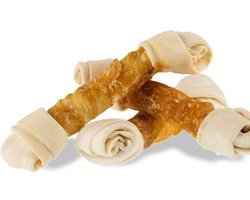 5x DierOKÉ grote kauwknoop runderhuid met heerlijke omwikkelde kip - kipbot - rawhide - 5st - natuurlijke hondensnacks - graanvrij
